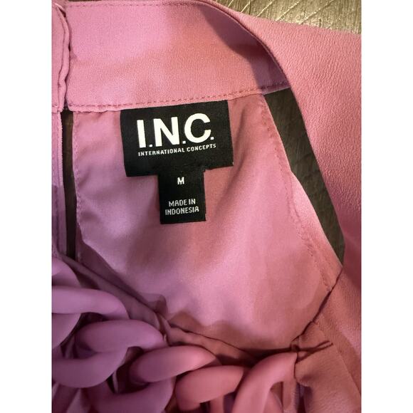 INC International Concepts Pink Pleated Chain Trim Sleeveless Top Women’s Size M - Picture 7 of 15